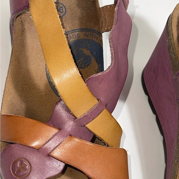 WANDA PANDA Purple & Tan Wedge Strappy Sandals size‎ 36. 5 - Picture 3 of 9
